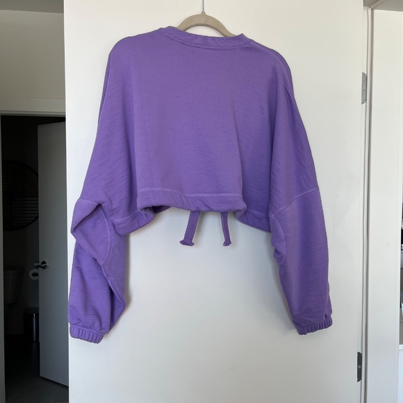 Lilac cropped cotton oversized sweatshirt XL - Picture 3 of 13
